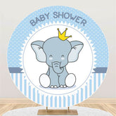 Lofaris Circle Elephant Stripe Baby Shower Backdrop For Boy